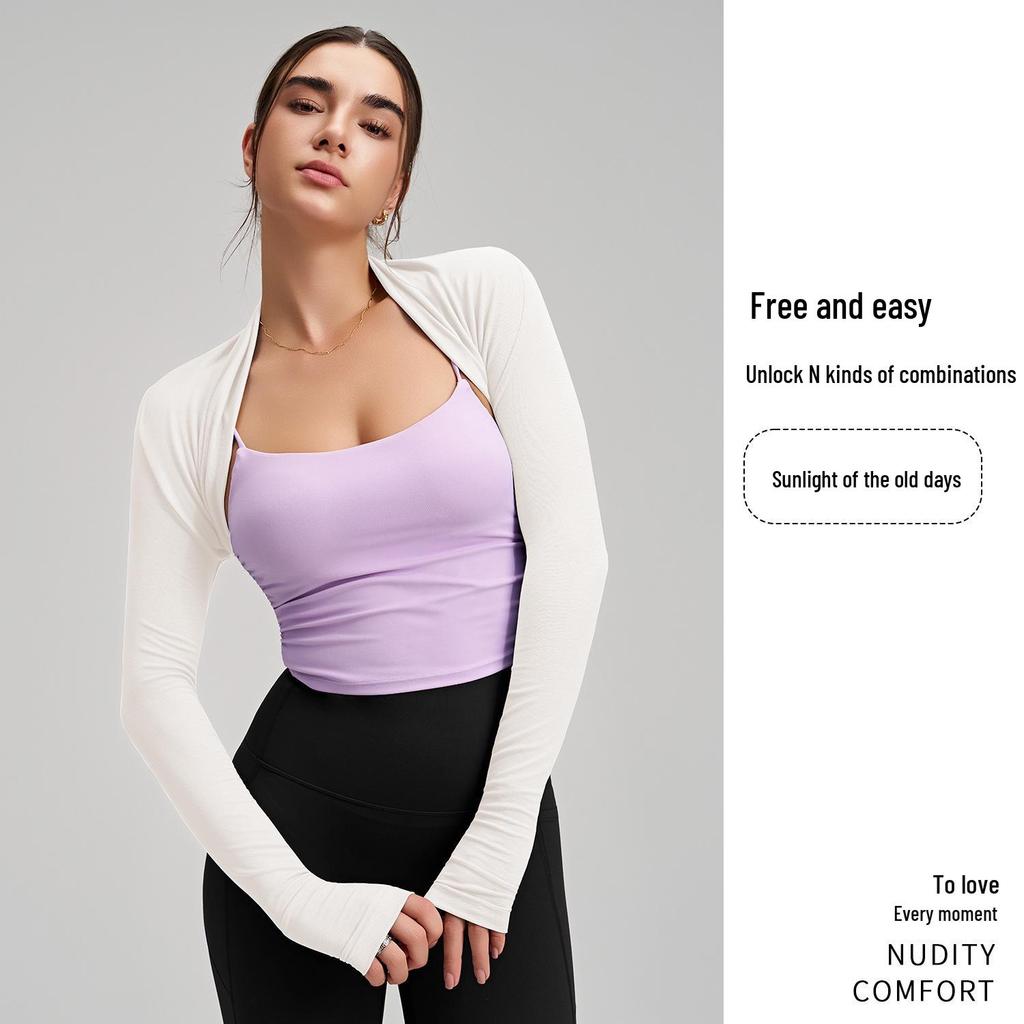 Curated Sports Long Sleeve Yoga Cardigan - Solid Color Shawl for Armpit Coverage & Training