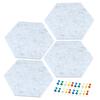 4Pcs Hexagon Felt Pin Board Self-adhesive Memo Board Notice Board Wall Decorative Tiles Wall Bulletin Pin Board with Push Pins