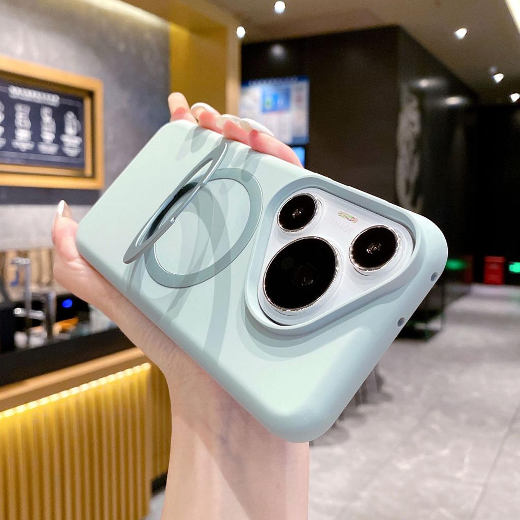 Applicable To Huawei Pura11Pro Liquid Silicone Magnetic Suction Bracket Mobile Phone Case Solid Color Business Mobile Phone Case