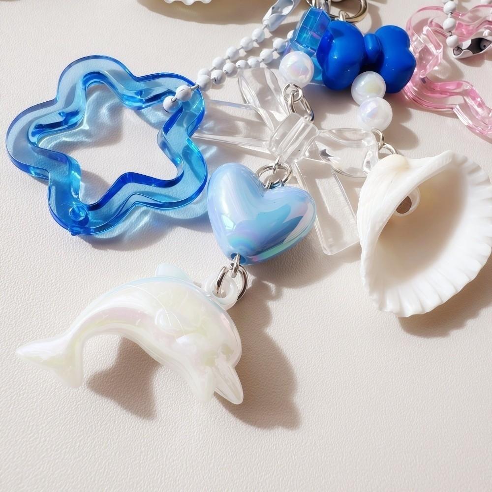 Multi-Charm Ocean Series Keychain Fish-Shaped Bag Charm Cute Starfish Key Ring Vacation