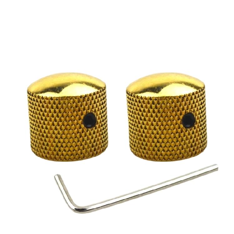 2 ks kovové knoflíky pro ovládání tónu a hlasitosti kytary, náhradní potenciometr, ovládací knoflíky pro elektrickou kytaru, basovou kytaru, kopulovité knoflíky s otvorem