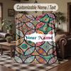 Mandala Theme Throw Blanket Custom Name Text Personalized Blanket Soft Cozy Blanket for Home Sofa Bed