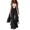 Cargo Jumpsuit Sleeveless Wide Leg Cargo Jumpsuit Adjustable Straps Front Button Closure Edge Details