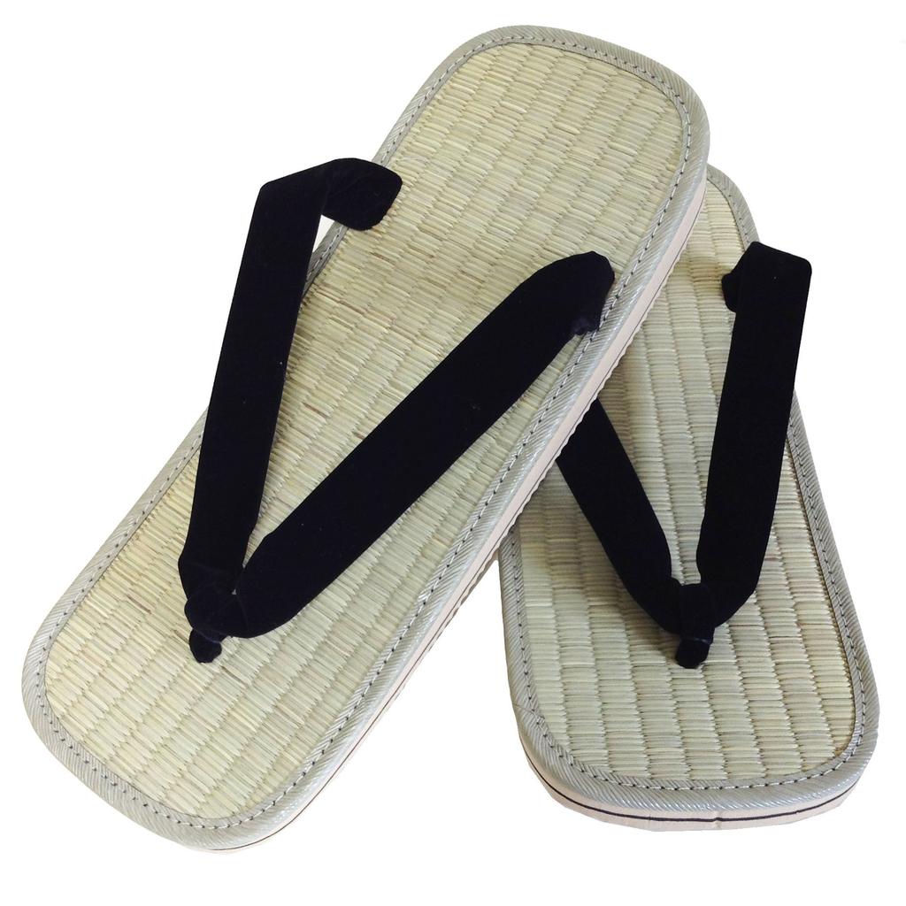 Edoten Geta Igusa Grass with Sponge Cushioned and Comfortable for Legs and Large Size 4L 30cm Sandals, Soles, Back, Black, (3XL),