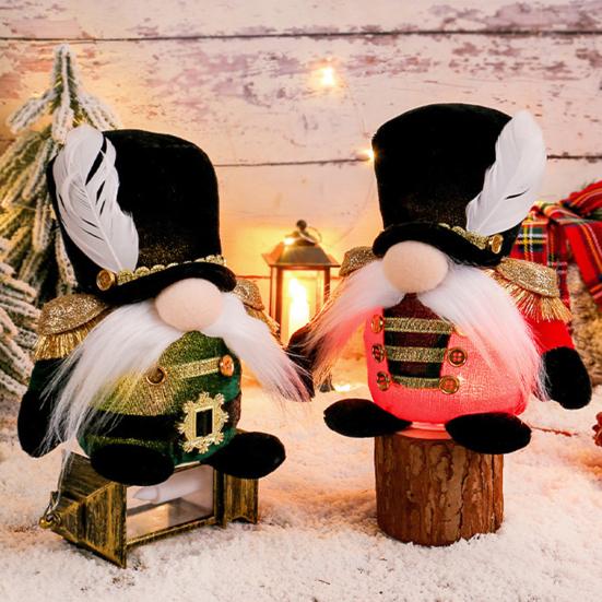 Light Up Christmas Gnome LED Christmas Plush Soldier Gnome Doll Glowing Faceless Dwarf Ornament for Home Table Decor