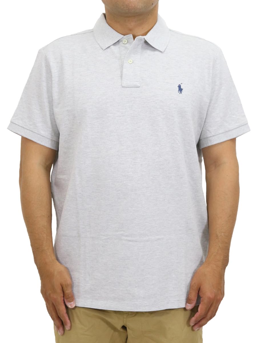 

Polo Ralph Lauren Short Sleeve Custom Slim Fit Polo Shirt with Pony Solid Size Gray Men s Embroidery, Color, Medium, (Product Code 0105850) серый