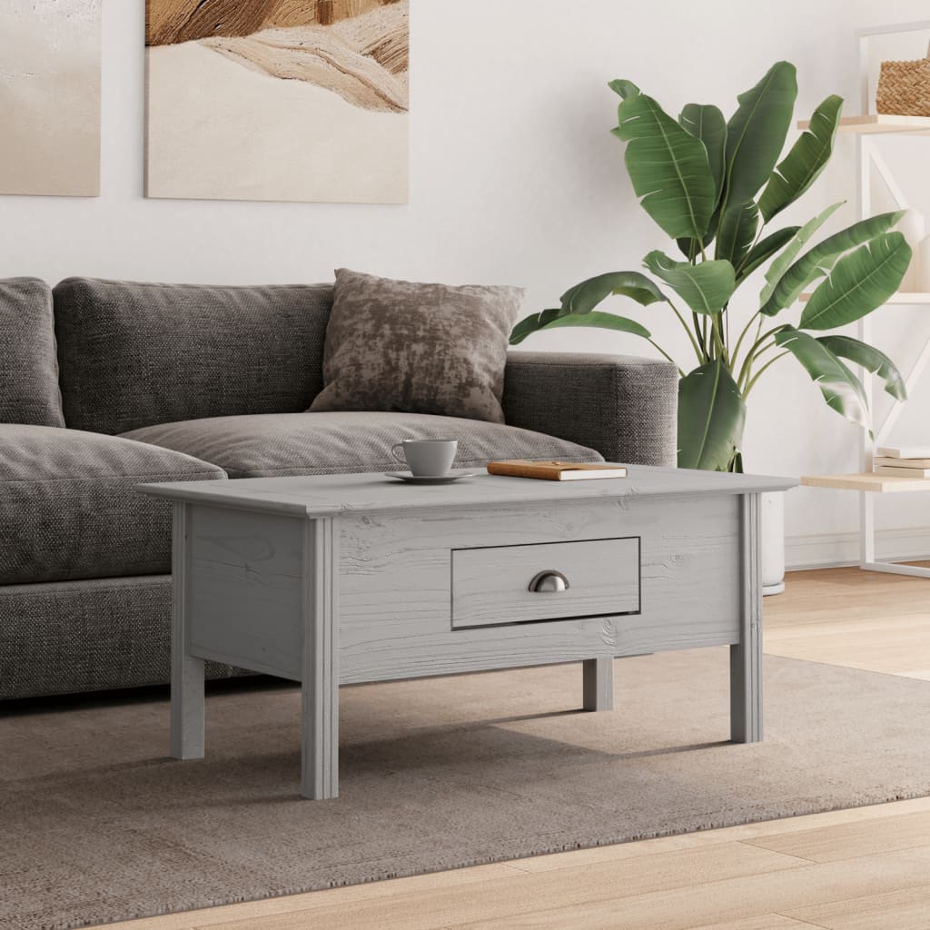  BODO Coffee Table, Grey, 100x55x46 Cm, Solid Pine Wood