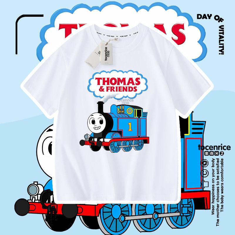 Boys Pure Cotton Lightweight TShirt Thomas Train Childrens Clothing Summer Wear ShortSleeved Shirt for Kids