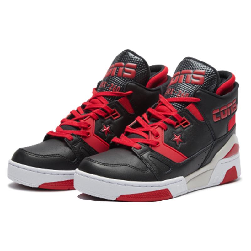 Converse ERX Courtside Game Empired Red Sports Trend Mid-Top Vintage Basketball Shoes Unisex Black and Red