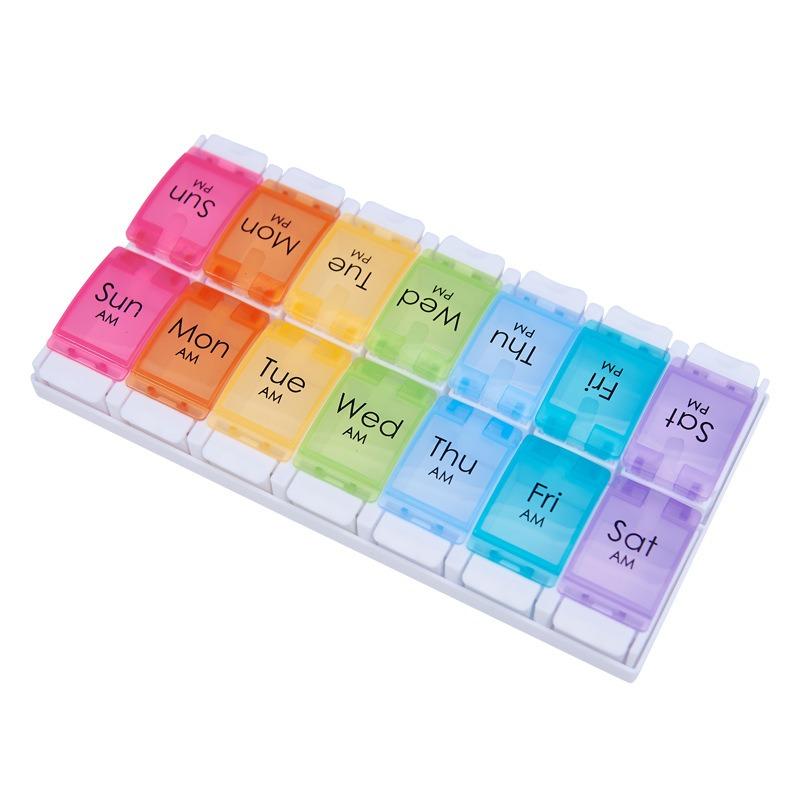 Large Pill Boxes and Organizer 2 Times A Day Pill Case 14 Compartments Pill Dispenser To Hold Big Vitamin Supplements Fish Oil
