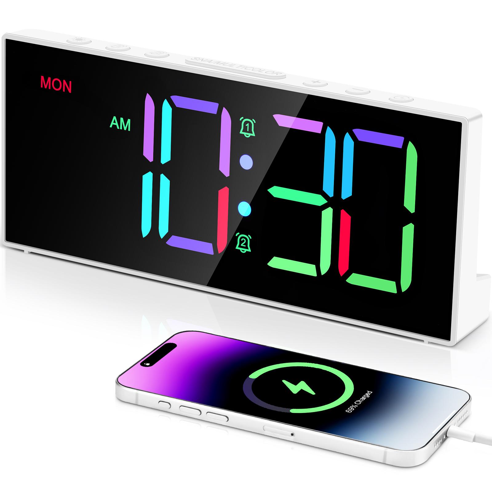 

Loud Alarm Clock for Heavy Sleepers, Digital Clocks with Adjustable Volume Brightness,Snooze,Battery Backup, Large Numbers Displ белый