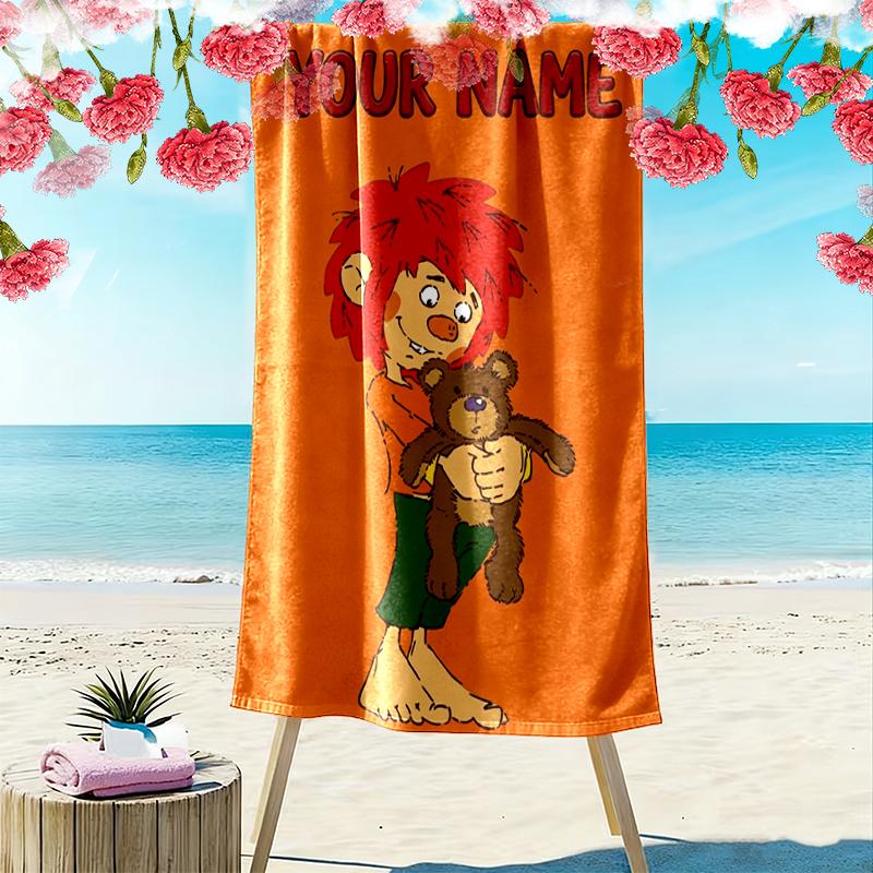 Benutzerdefinierter Name Meister Eder Und Sein Pumuckl Druck Strandtuch, Großes Weiches Schnelltrocknendes Handtuch für Strand Camping Schwimmen_xia