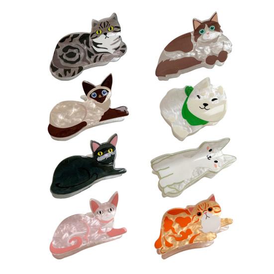 Women Hair Clip Cartoon Cat Dog Shape Hair Claw Anti-slip Teeth Large Size Back Head Shark Hair Claw Hair Accessories