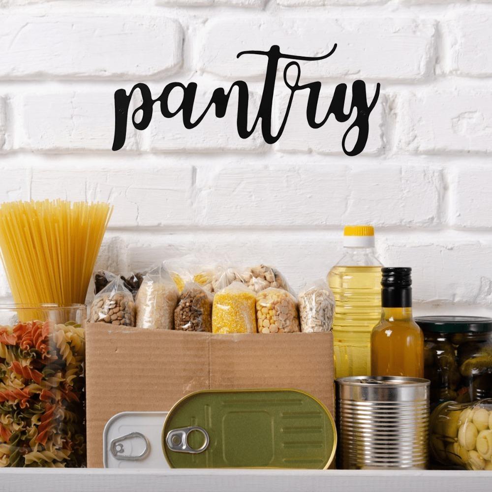 1pc Black Metal Pantry Sign Laundry Room Wall Art, Country Style Letter Decor for Kitchen Bathroom Toilet Home