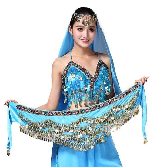 Pásek Pas Řetízek Trojúhelníkový s mincemi Poutavé Samozavazovací Ruční Oblékání Prodyšné Ženy Břišní tanec Hip Šátek Festival Oblečení