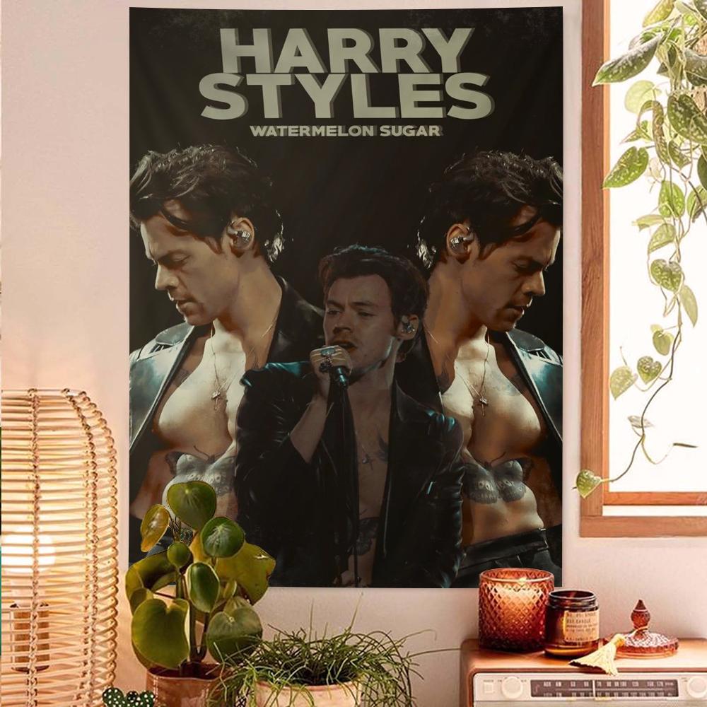 Textilien Unisex Singer H-Harry Music Styles Diy Wall Tapestry Hippie Flower Wall Carpets Dorm Decor Wall Art Decor