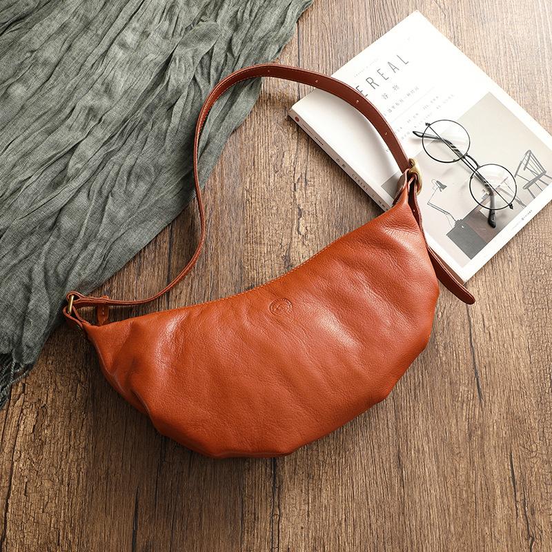 Johnature Handmade Genuine Leather Cow Horn Bag Texture Commuting Soft Cowhide Solid Color Women's Shoulder Bag