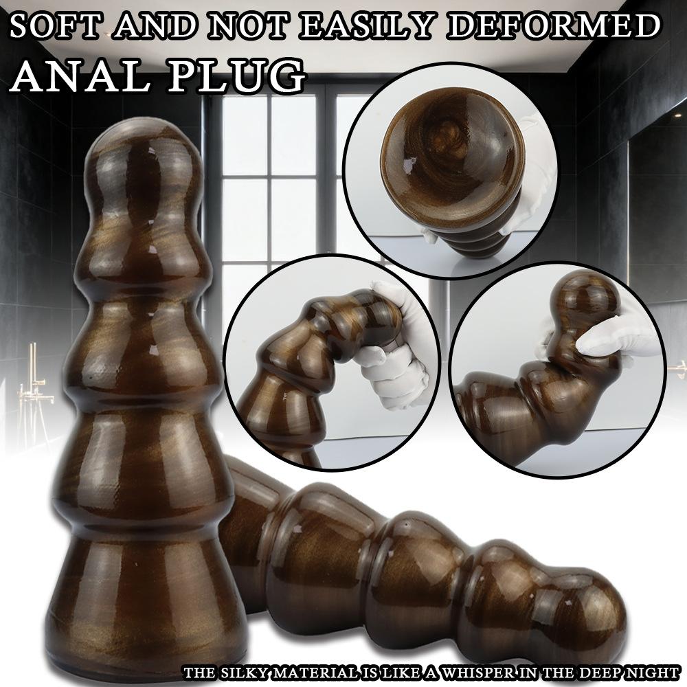 Extra Long Anal Beads with Suction Cup, Large Butt Plug Trainer for Beginner To Advanced, Silicone Anal Sex Toy for Men Women
