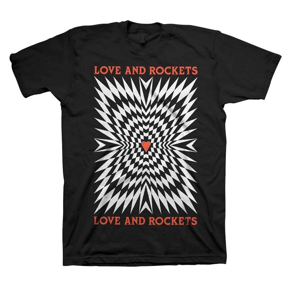 Men s Love And Rockets Illusory Motion Slim Fit T-shirt Large Black XS