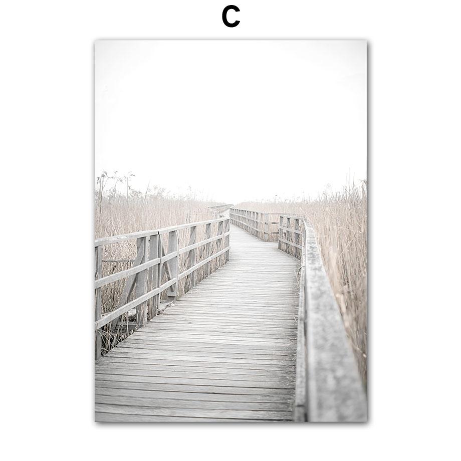 Weißer Strand Kürbis Vogel Blume Blätter Wand Kunst Leinwand Malerei Nordic Poster und Drucke Wand Bilder für Wohnzimmer Dekor