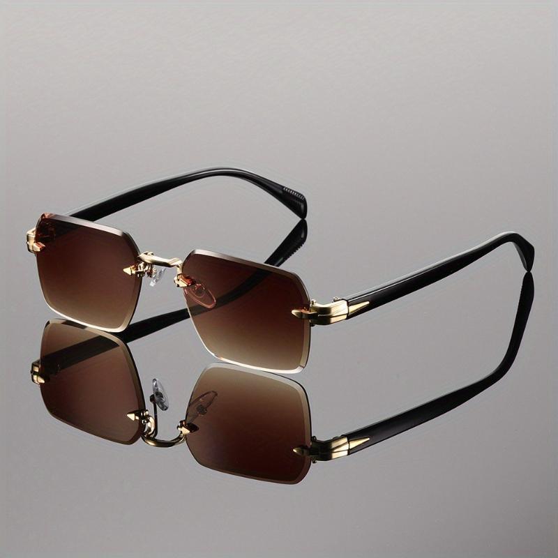 3PCS Sunglasses Men Women Fashion Rimless Sun Glasses Shades Cutting Lens Ladies Frameless Eyeglasses