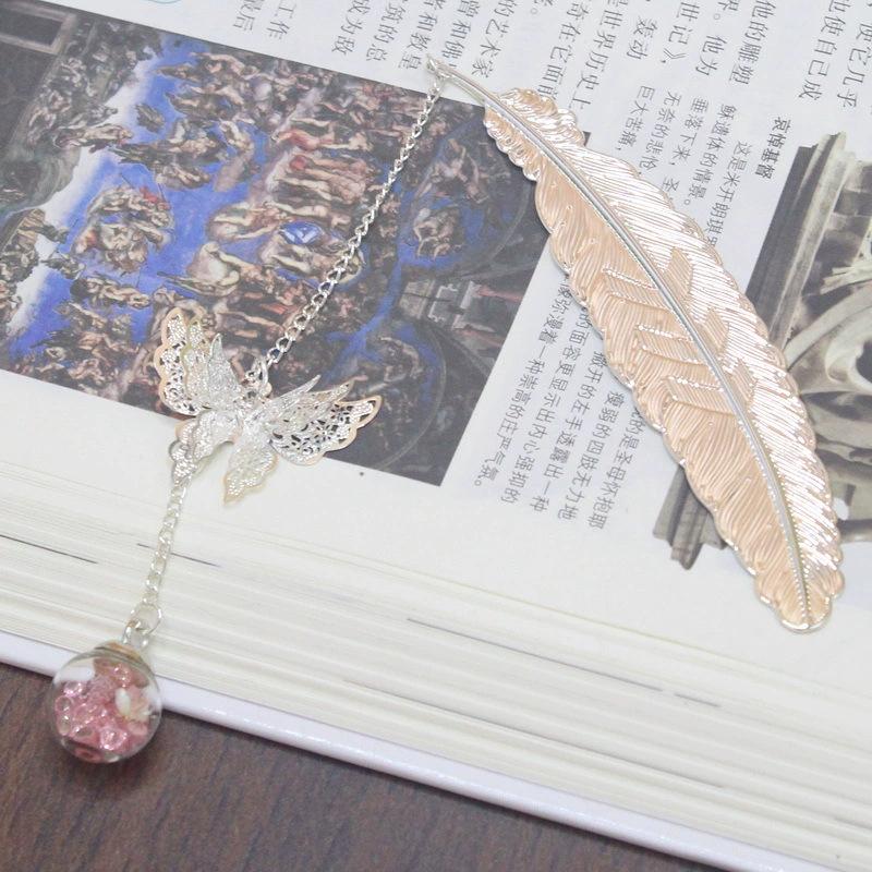 Chinese Cross-border Metal Feather Bookmark: Classical Leaf Vein Design, Creative Stationery, Ancient Style Cultural Gift