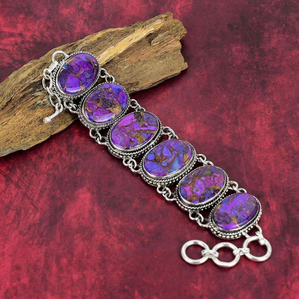 Lila Kupfer Türkis Edelstein Schmuck, 925 Massiv Sterling Silber Armband Schmuck, Handgefertigtes Unglaubliches Natürliches Türkis Armband Geschenk Für Mutter
