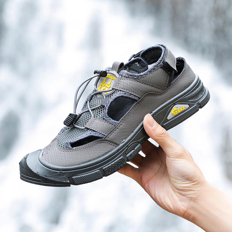 Spot large size summer new sandals breathable outdoor beach shoes bag head cool fashion mesh casual hole shoes