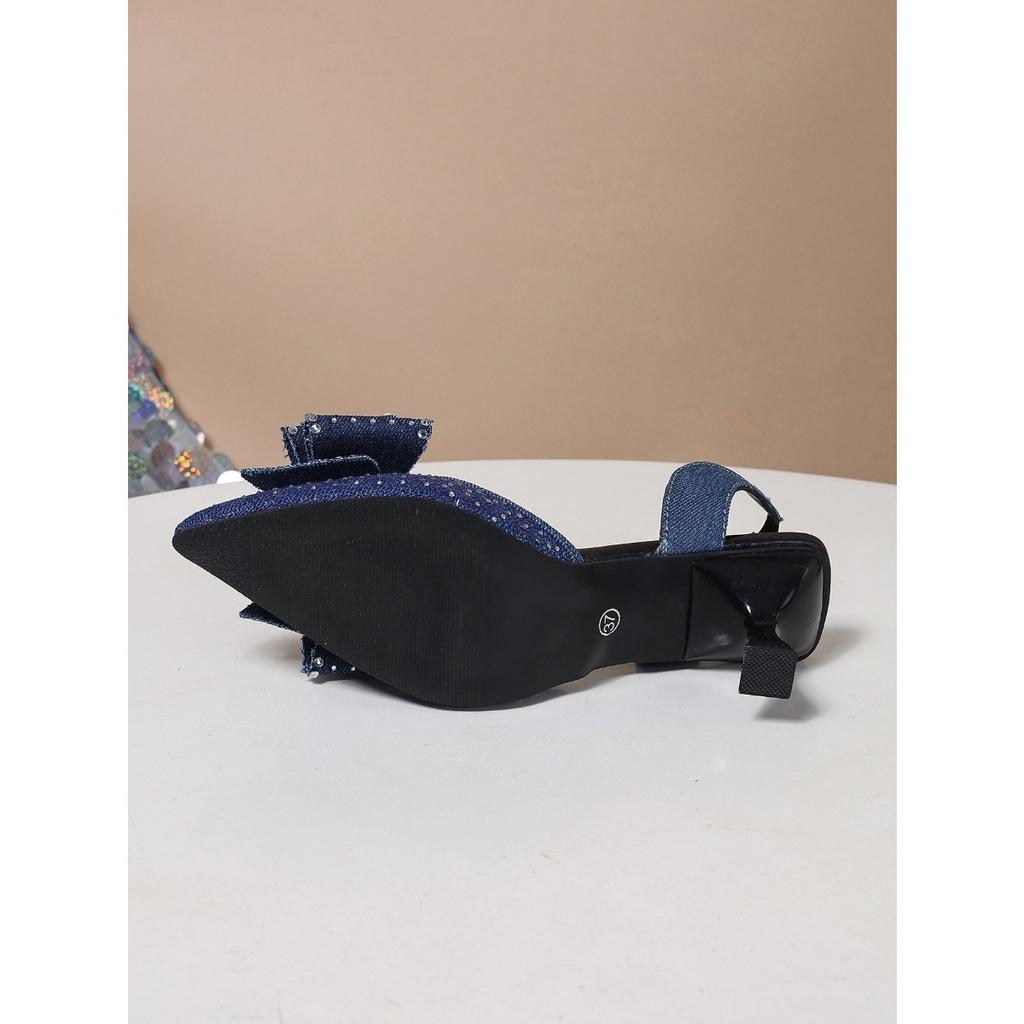 New Summer Rhinestone Bow High Heels - Women’s Pointed Toe Stiletto Dress Sandals