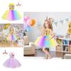 Unicorn Cosplay Girls Dress With Rainbow Pattern For Halloween Party