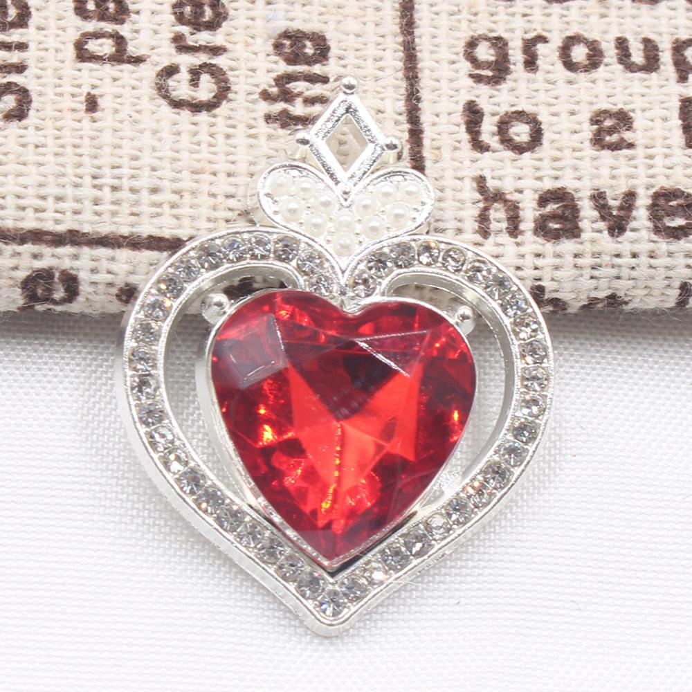 New 10 Piece 22 * 30mm Peach Heart Rhinestone Pearl Alloy Flat Bottom Button DIY Phone Case Hair Accessories Gift Box Clothing D