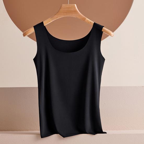Dámské tílko z ledového hedvábí s kulatým výstřihem, bez rukávů, camisole top, základní letní top, ležérní cvičební trička