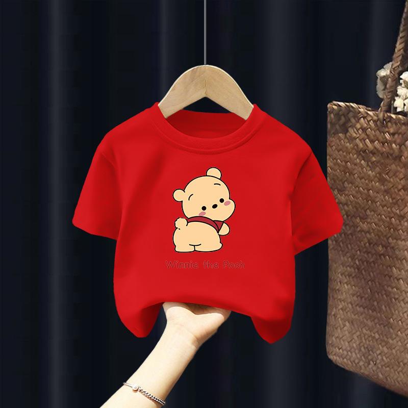 

Детская футболка с короткими рукавами, летняя футболка с мультяшным медведем, свободная нижняя рубашка для больших, средних и маленьких детей 150cm