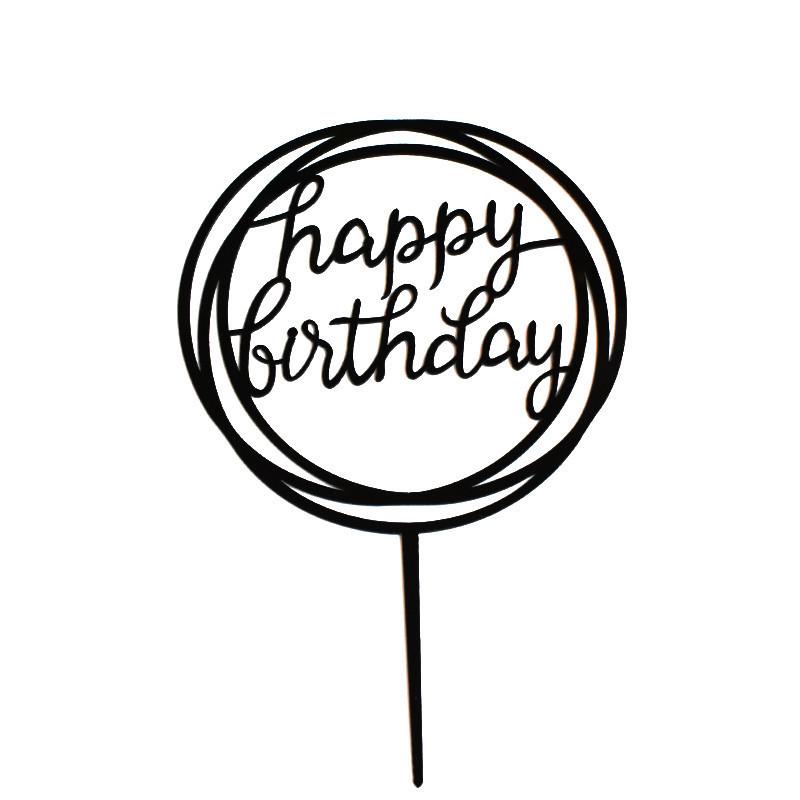 50-Piece Happy Birthday Acrylic Cake Decoration Inserts - Creative English Design for Prosperity, Health, and Longevity