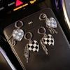 Love checkerboard earrings Annual temperament earrings Women's fringed chain earrings
