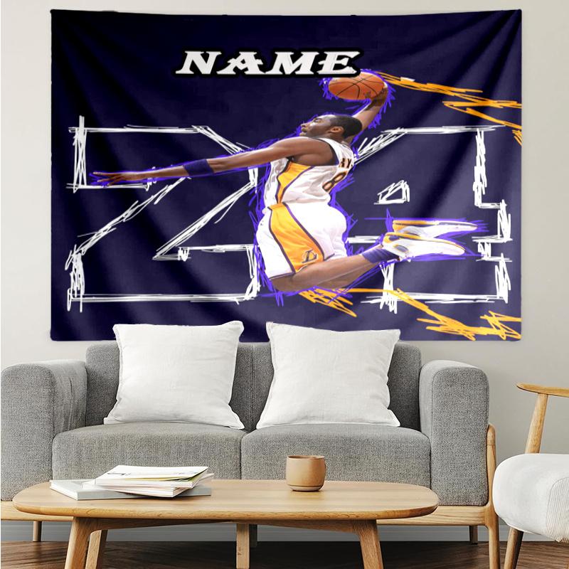 1PC Custom Name Basketball Player Action Tapestry Hanging for Bedroom,Livingroom, Playroom,Decor Art Room Wall Tapestry Birthday Gifts