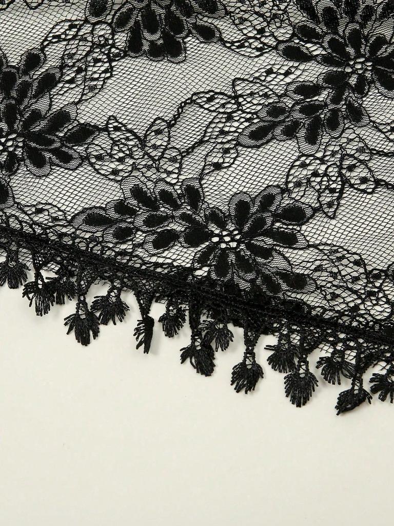 2026 New Women's Triangle Scarf Solid Color Lace Hollow Out Veil Muslim Church Round Headcloth Islam Wedding Mantilla Turban