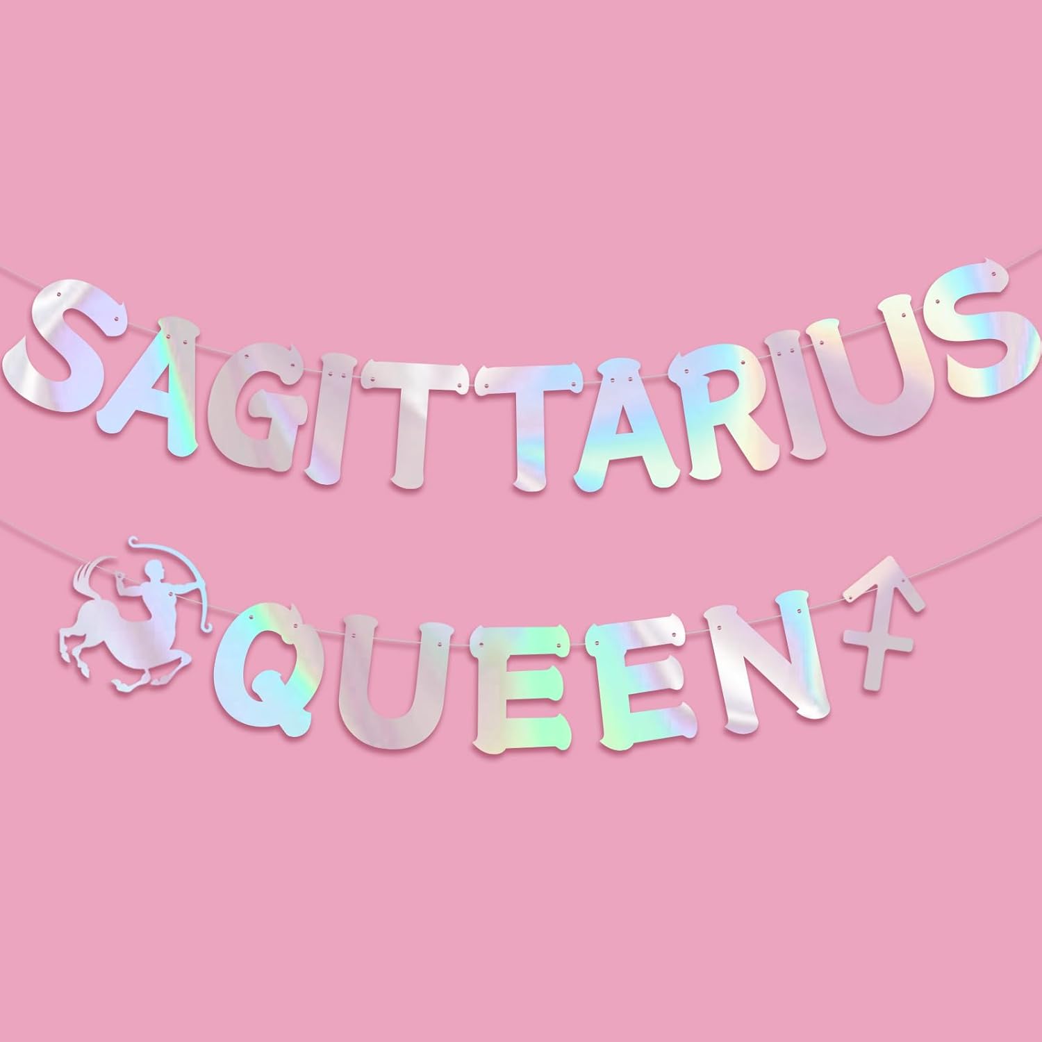 Sagittarius Queen Banner for November December Birthday Party Decorations, Glitter Iridescent Zodiac Sagittarius Birthday Banner for Horoscope,