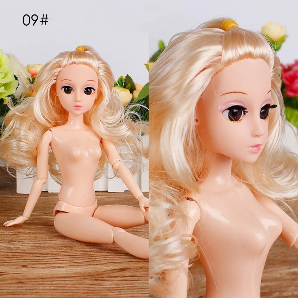 Color Hair 1 PC Nude Doll with Head for Dolls 11 Joint Moving Naked Bodies DIY Toys Accessories