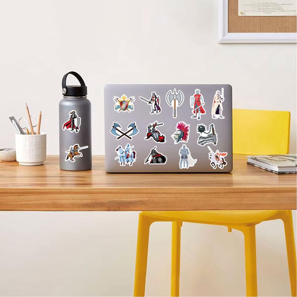 60PCS Medieval knight Stickers Scrapbook  Art DIY Gift Laptop Phone DIY Aesthetic Laptop Luggage Graffiti Decal Waterproof