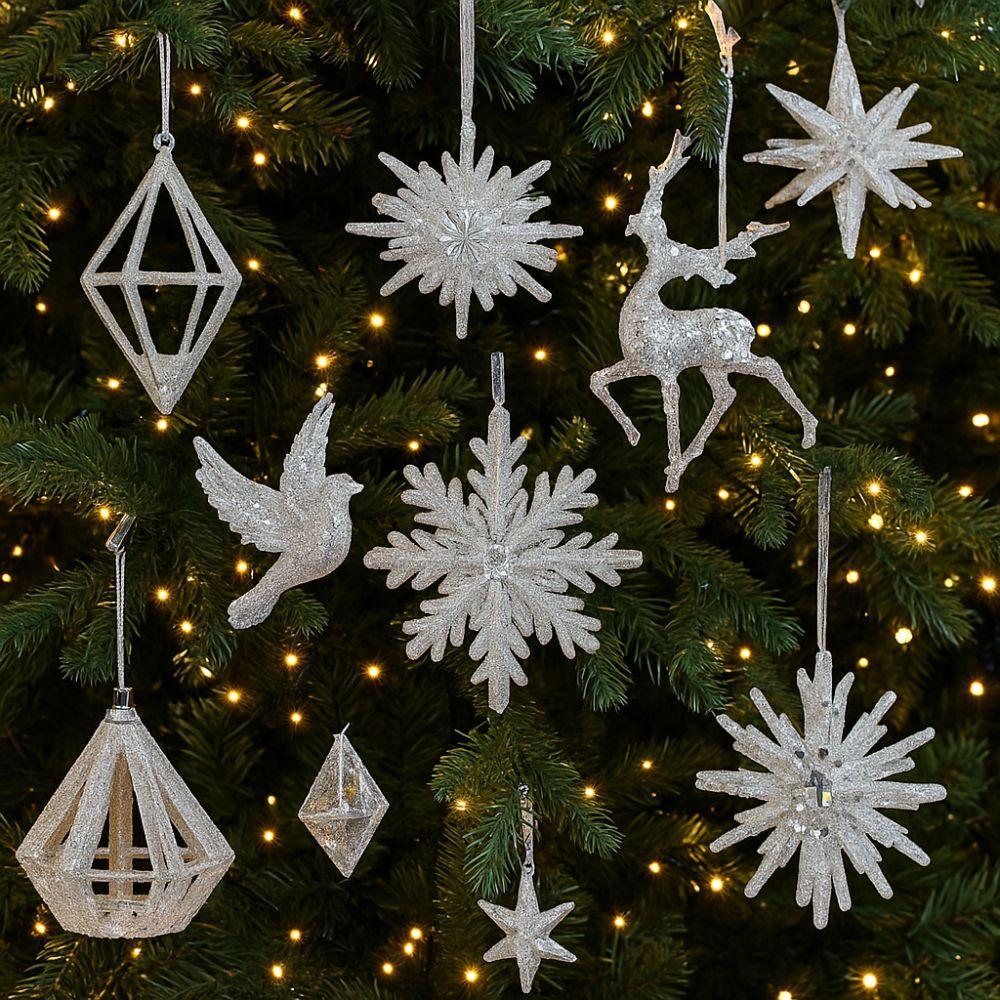 3D Christmas Tree Pendant Glitter Xmas Tree Pendant Snowflake Hanging Pendant  Holiday Season