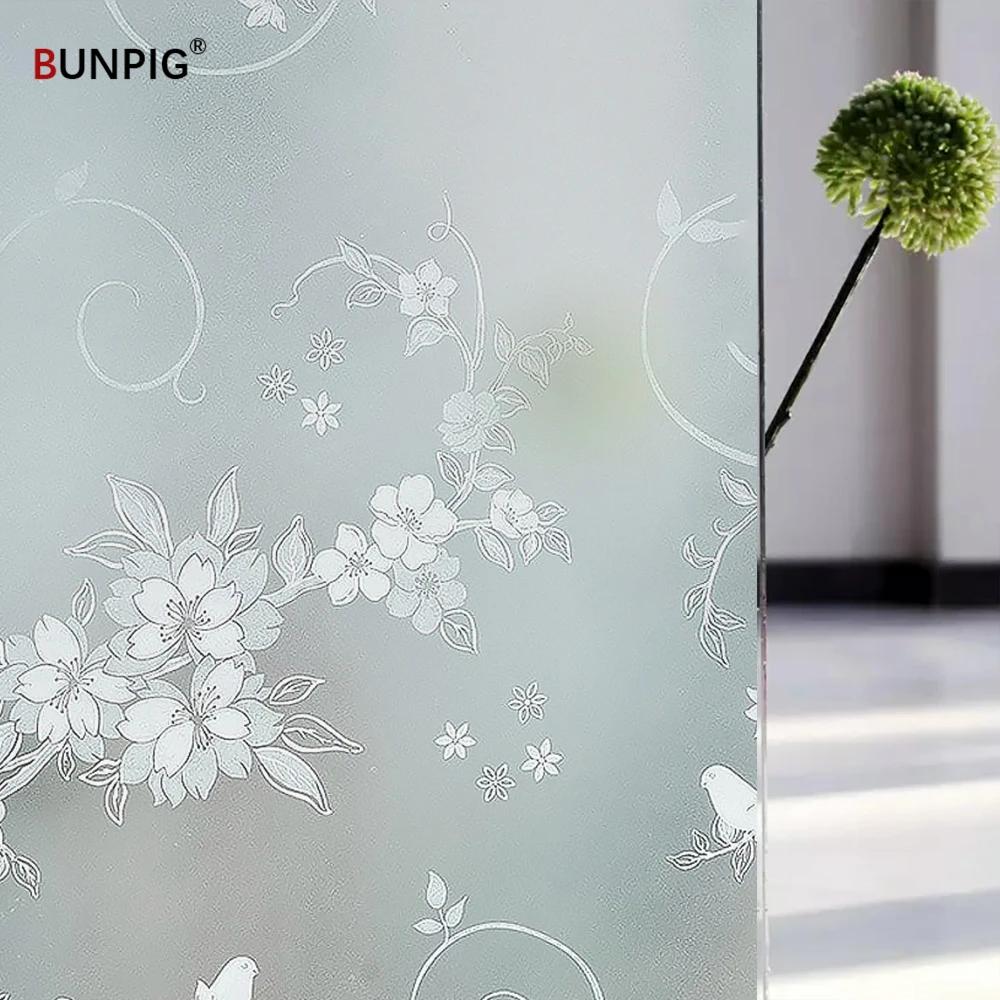 Window Film Privacy Stained Glass Film Frosted Opaque Glass Clings Sun Blocking Vinyl Window Decals For Door Home Office