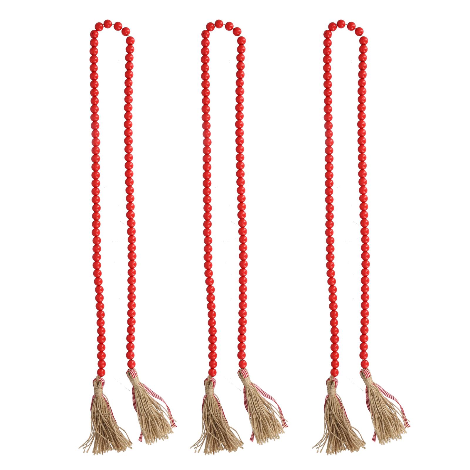 

Рождественские венки из деревянных бусин, прочные, многоразовые, декоративные, рождественские, красные деревянные бусины Red Three Piece Suit