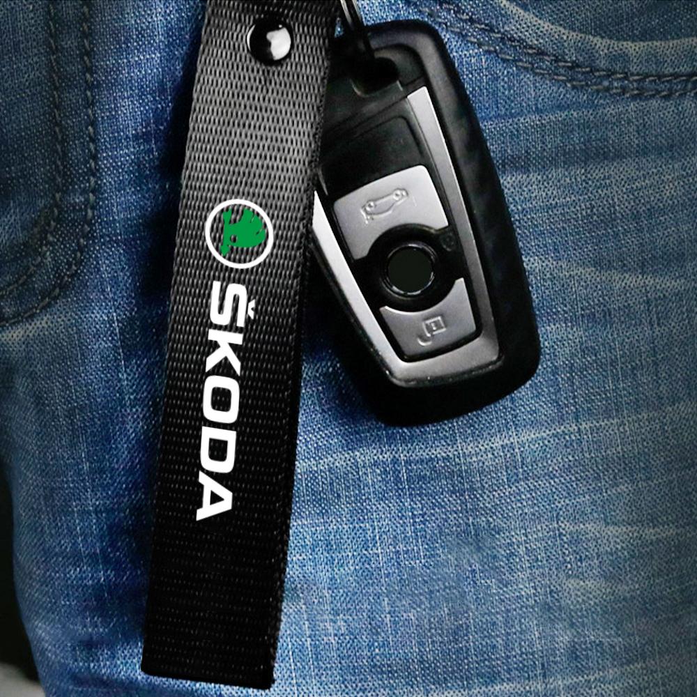 Key Chain Rings Thickened Keychain Lanyard Strap Long Lasting Use Car Badges Keyring Auto Replacement Accessory For Skoda Rapid ulsh63