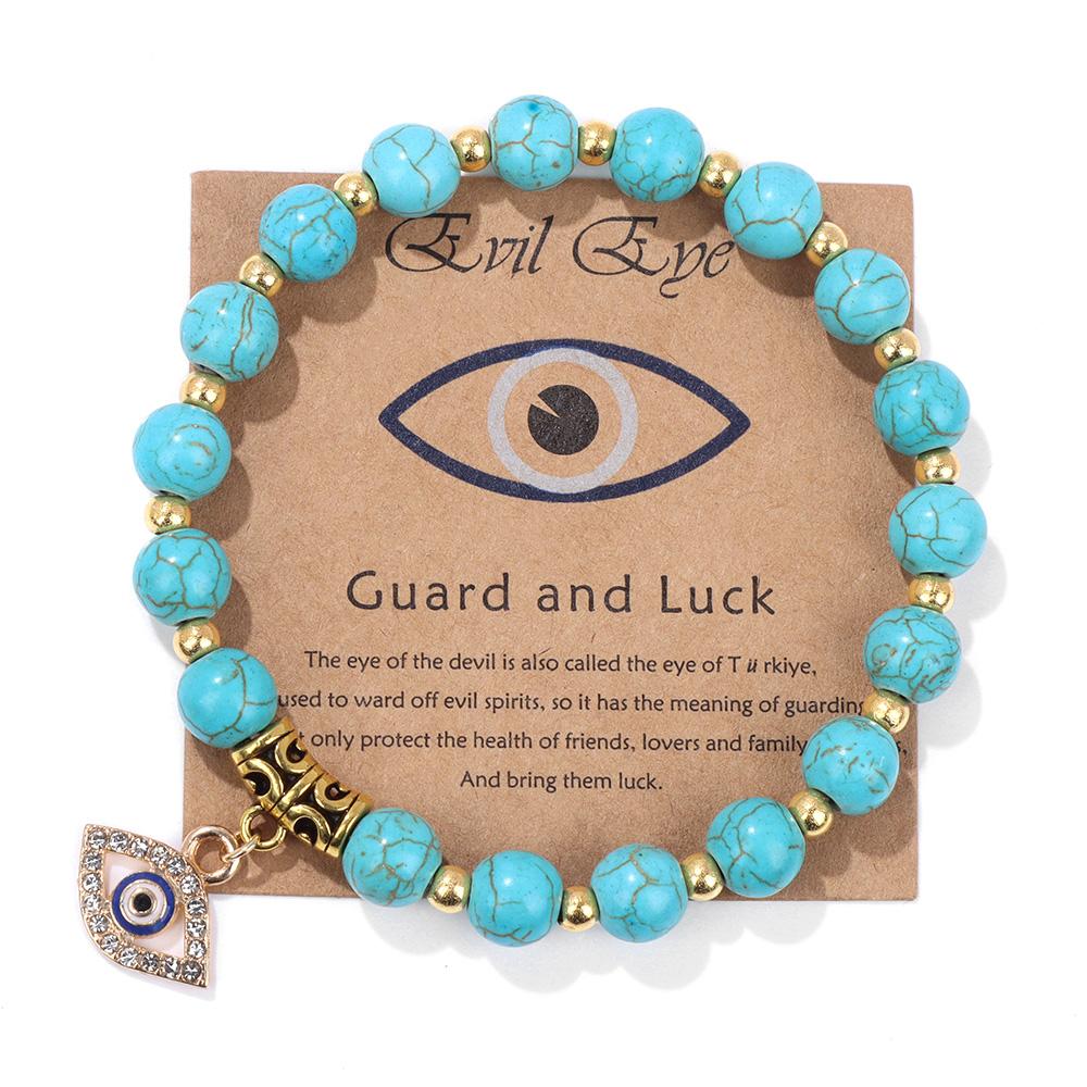 Lucky Turkish Evil Eye Pendant Beads Bracelet Handmade Natural Stone Charm Elastic Bangles Men Women Fashion Yoga Energy Jewelry