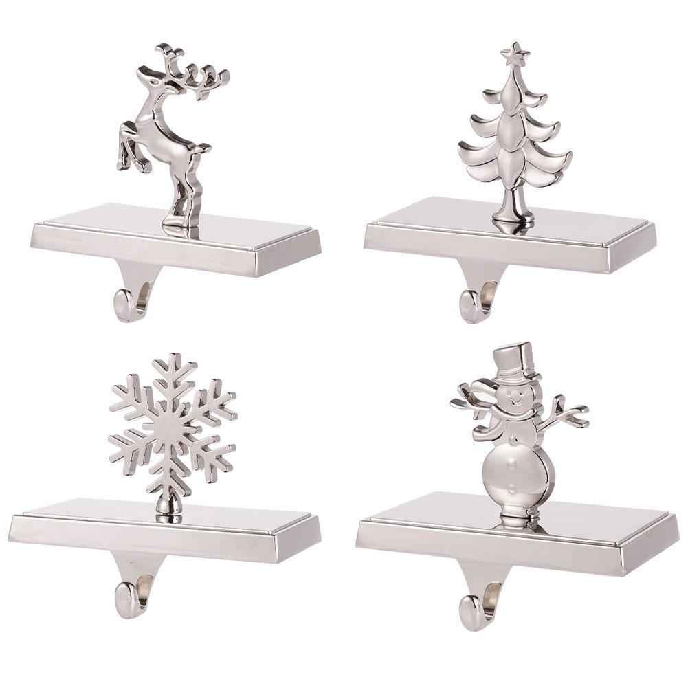 Fireplace Hook Elk Hook Festival Holiday Moose Silver Snowflakes Snowmen Stainless Steel Christmas Trees Household