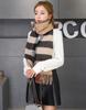 Thick Cashmere Plain 70cm Wide x 200cm Long [RAINBOW] Large, 100% Stole, Check, (Check Camel)