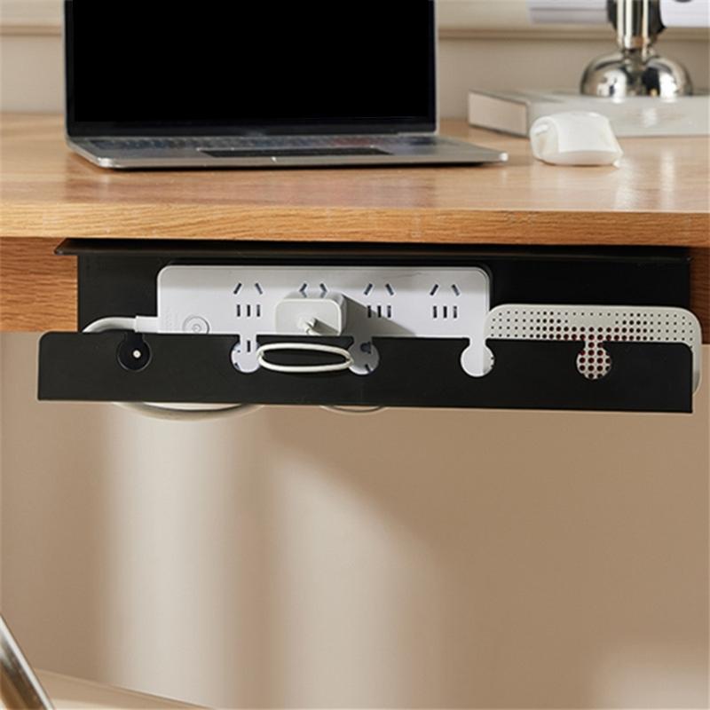 Under Desk Cable Management Cable Tray Under Desk with Clamp Power Strips Cord Holder No Drilling Spacious