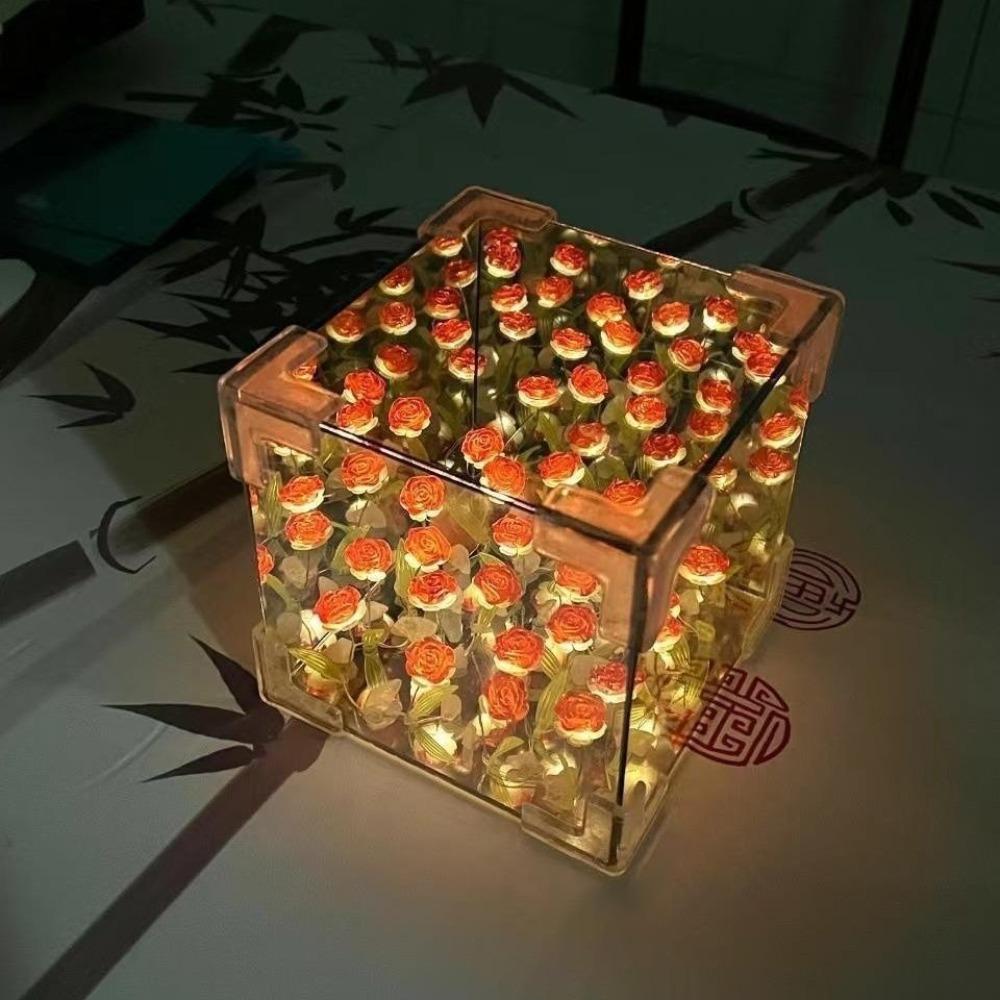 

20 Квітів Світлодіодна Декоративна Нічна Лампа Без Подарункових Пакетів Дзеркальне Світло Подарунки на День Народження Battery червоний