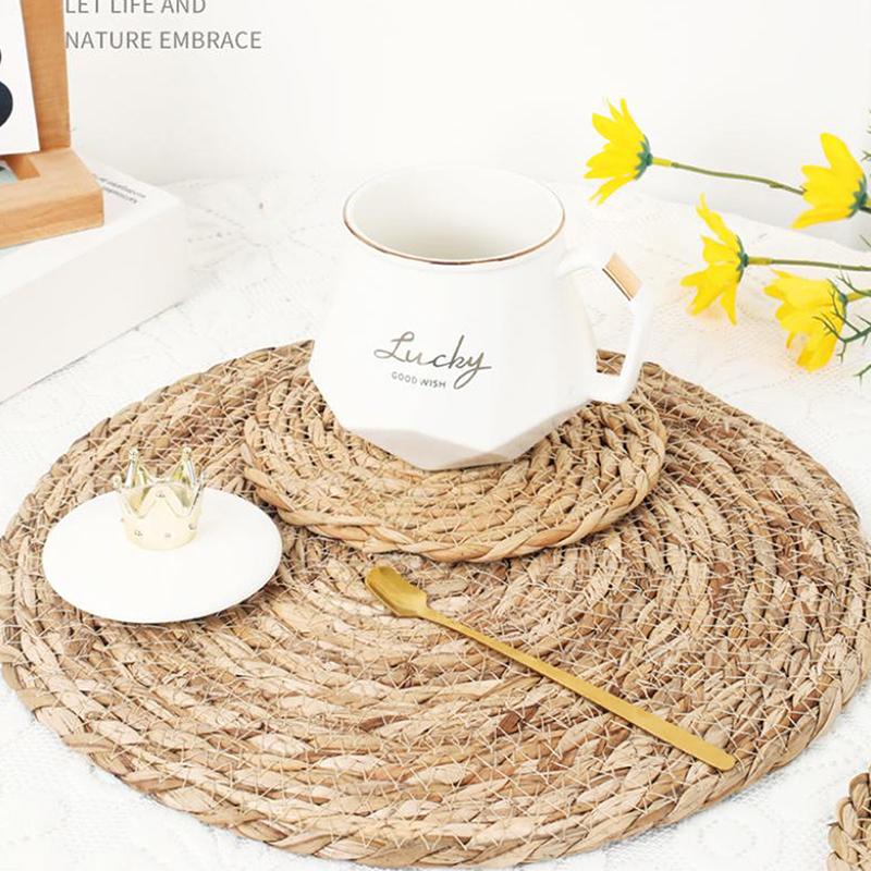 1Pcs Pot Mats Handwoven Rattan Placemats Round Heat Insulation Mats Natural Woven Table Mats For Dining Home Wedding Decor